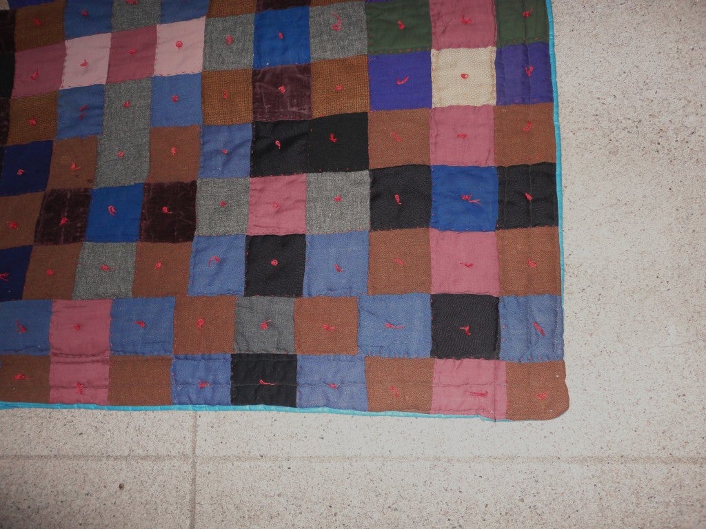 American Early Pennsylvania Wool and Velvet One-Patch Quilt For Sale