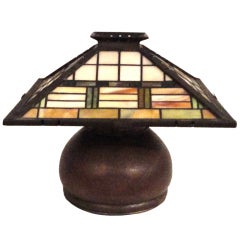 Fantastic Bronze Signed Arts & Crafts Table Lamp