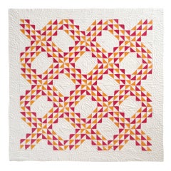 19th Century Mounted Mini-Pieced Ocean Waves Crib Quilt, Pennsylvania