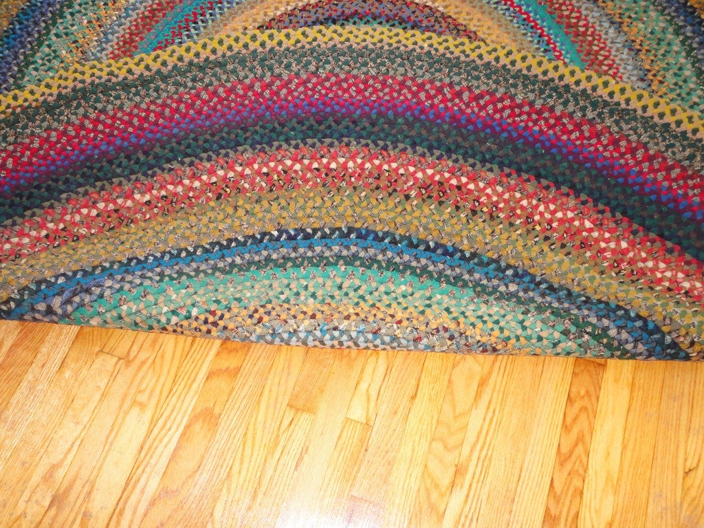 American 1930'S Round Braided Wool  Rug From Pennsylvania