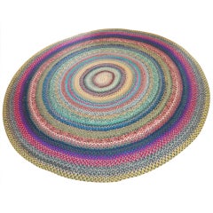 1930'S Round Braided Wool  Rug From Pennsylvania