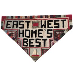 Hand-Hooked Rug on Mounted  Frame "EAST WEST HOME'S BEST"