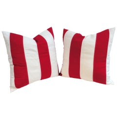 Red 
White Vintage Flag Material Pillows/Pair