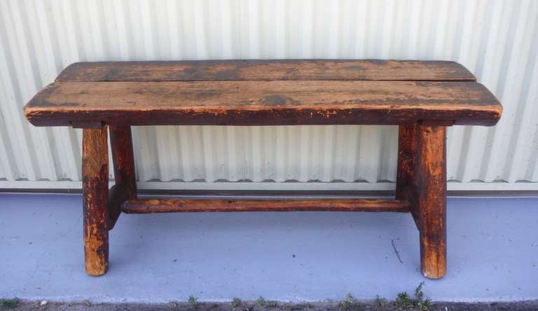 Early 20thc  Rustic  PineBench / Coffee Table