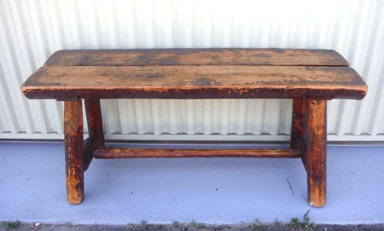American Early 20thc  Rustic  PineBench / Coffee Table