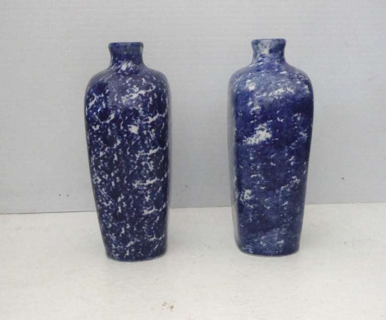 Belgian Pair of 19th Century Sponge Ware Vases/Bottles For Sale