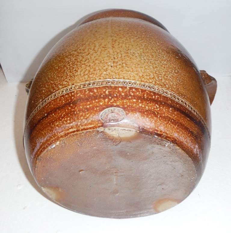 Pottery Monumental Salt Glazed Stone Ware Double Handled Bean Pot