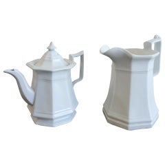 19th Century, Ironstone Teapot and Pitcher
