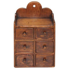 19th Century Pine Six-Drawer Hanging Spice Cabinet