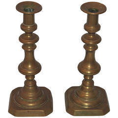 Antique 19th Century Pair of Brass Candleholders