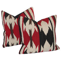 Pair of Strong Geometric Navajo Weaving Pillows