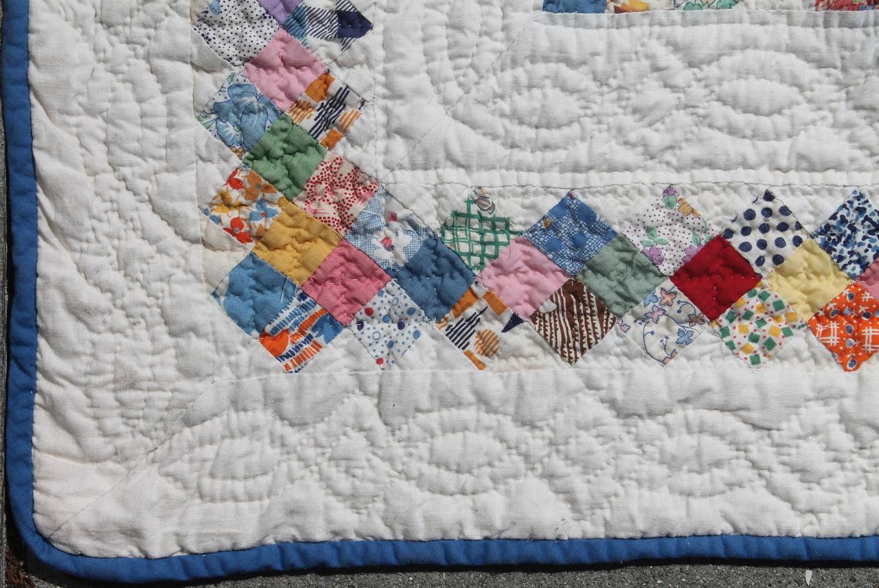 Amazing Rare Mini Postage Stamp Irish Chain Quilt at 1stDibs