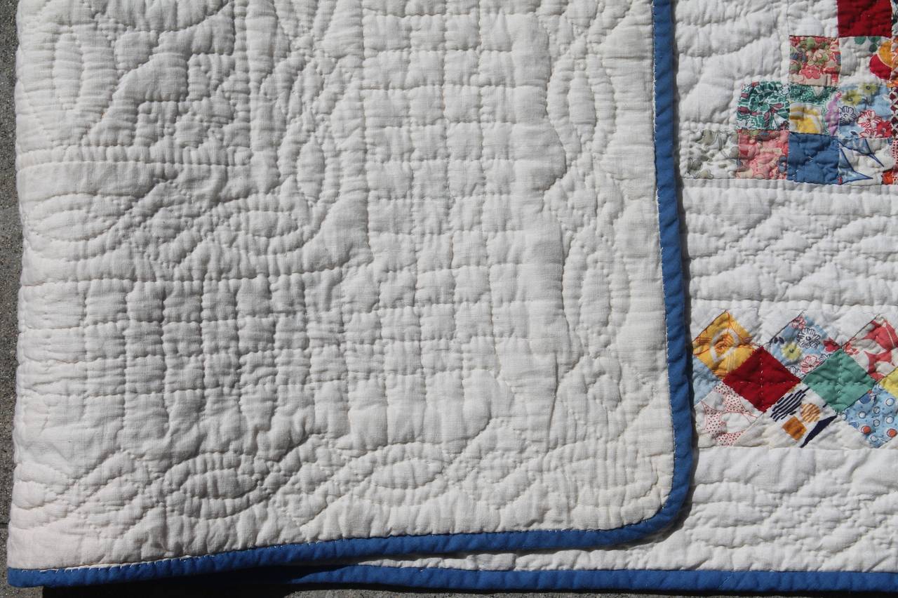 Amazing Rare Mini Postage Stamp Irish Chain Quilt In Excellent Condition In Los Angeles, CA