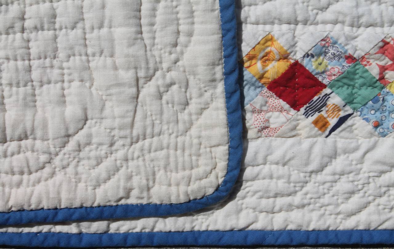 20th Century Amazing Rare Mini Postage Stamp Irish Chain Quilt