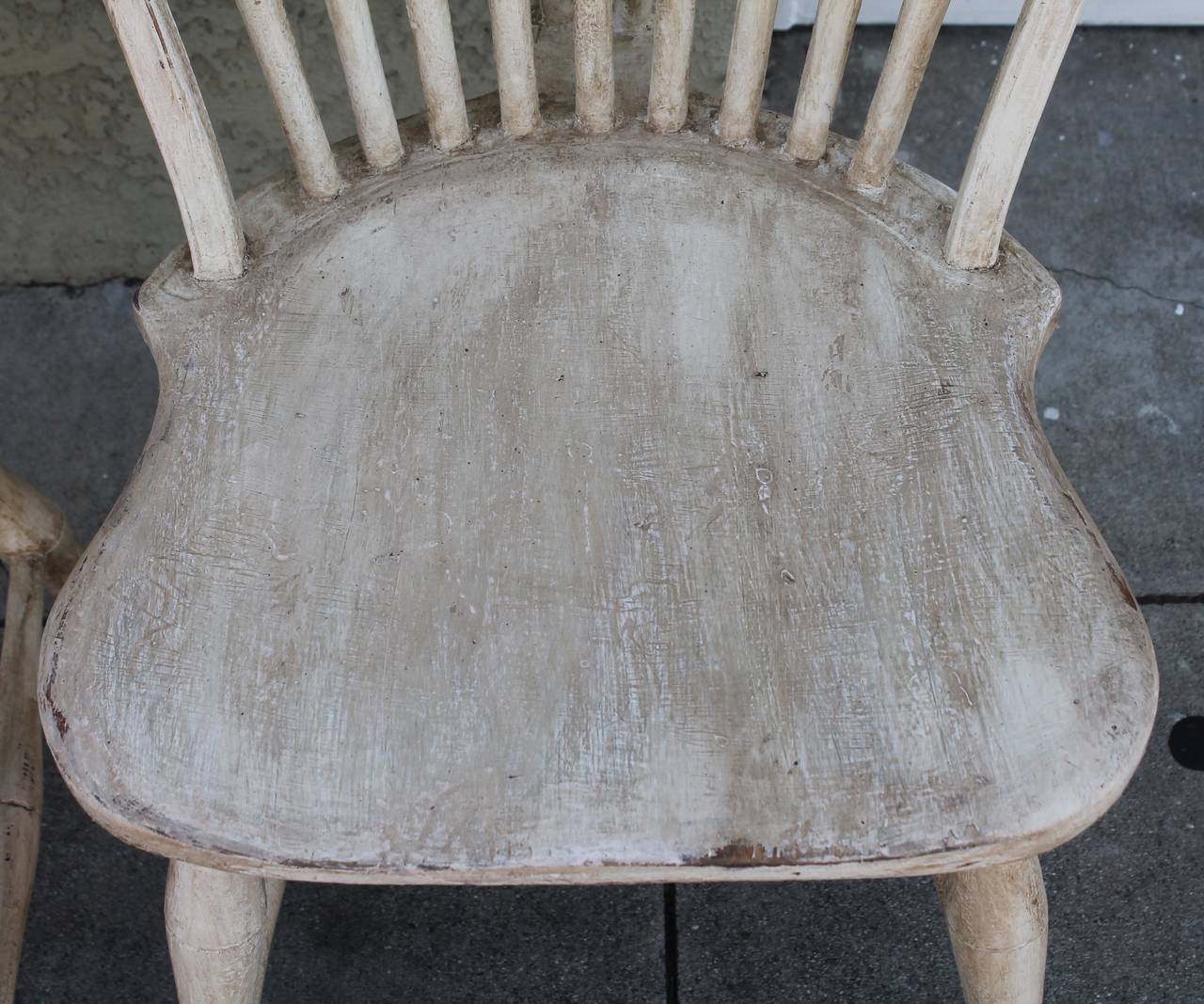 Country Pair of 19th Century White Painted Windsor Chairs