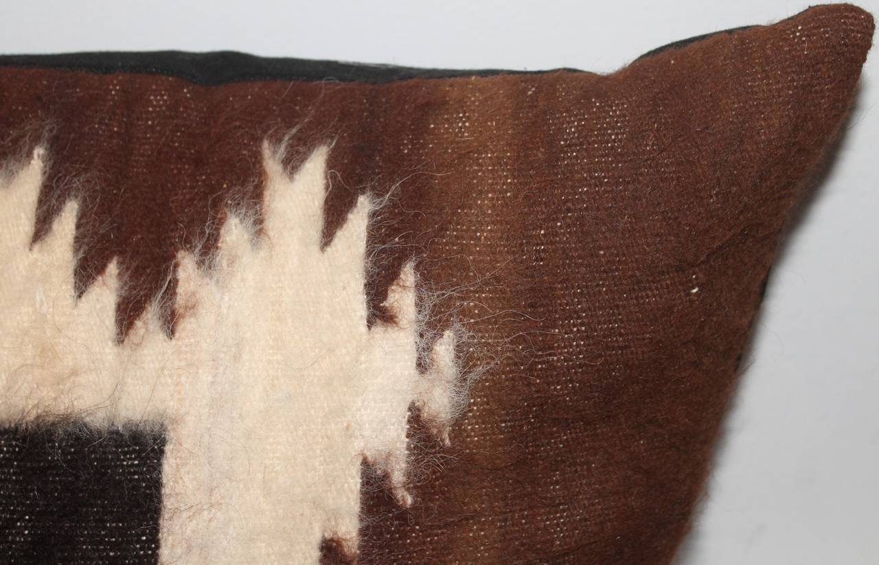 Tribal Fantastic Peruvian Indian Lama Lambs Wool Bolster Pillow For Sale