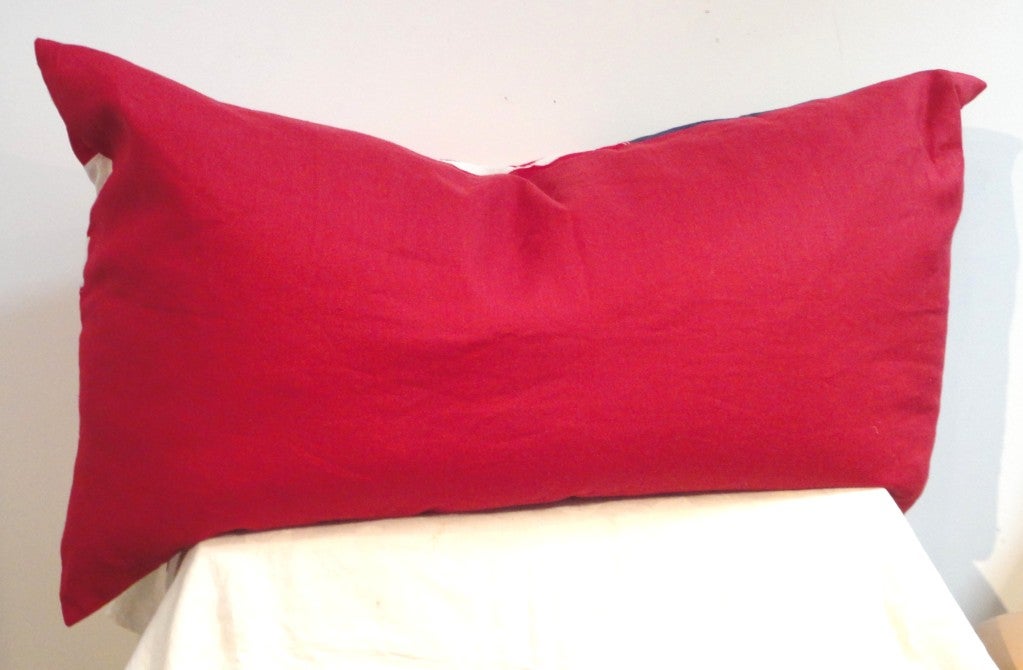 Mid-20th Century Vintage Large Headboard 13 Star Flag Pillow w/ Red Linen Back