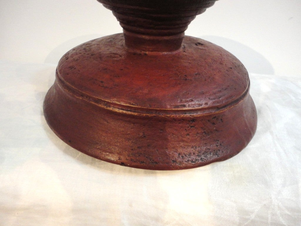 18th Century and Earlier Rare 18thc Original Red Painted Treen Compote For Fruit From N.E