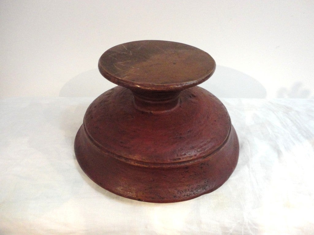 Rare 18thc Original Red Painted Treen Compote For Fruit From N.E 2