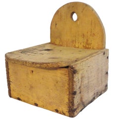 Antique 19thc Original Mustard Painted Salt Box From New England