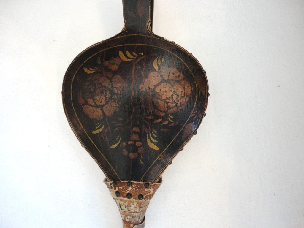19thc Original Stencil & Painted Fireplace Bellows From New England