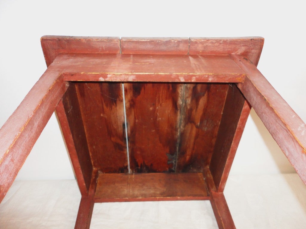 19th Century Original Dusty Rose over Red Painted Country End Table 4