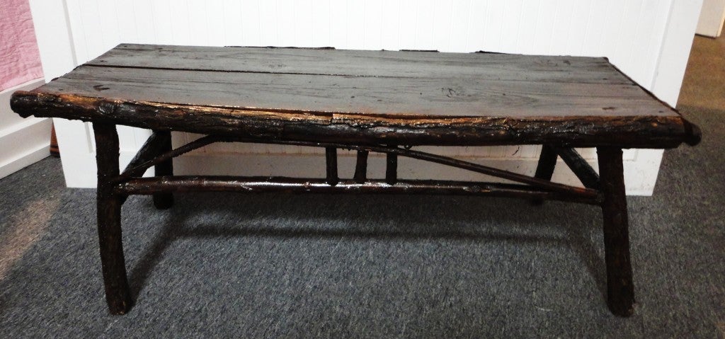 Rustic Bark Covered Coffee Table