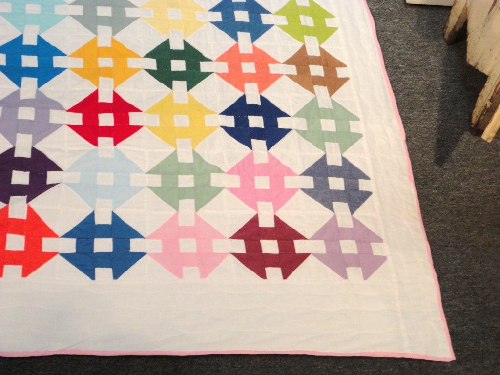 Pastel Amish Hole In The Barn Door Quilt From Ohio at 1stdibs