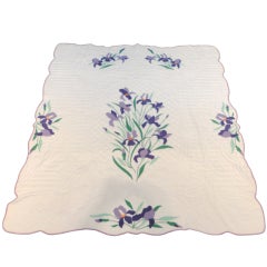 Vintage Fantastic Iris Applique Quilt From Ohio
