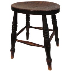 19thc Original Old Surface Stool From New England