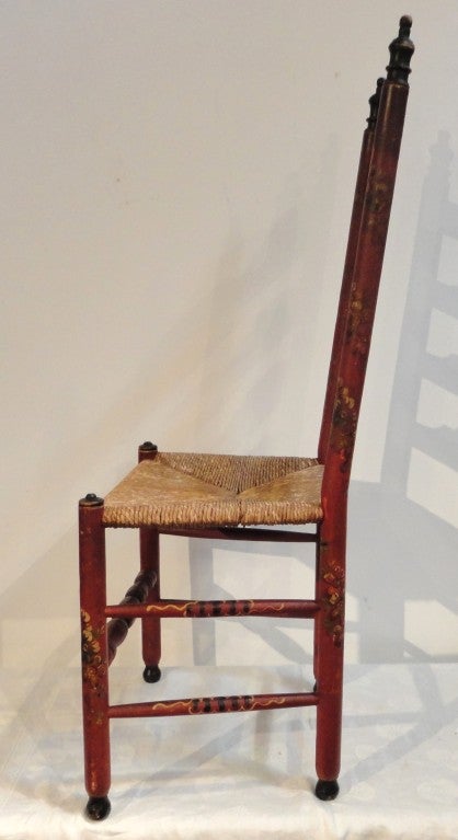 Early 19thc Paint Decorated Ladderback Chair From New England 3