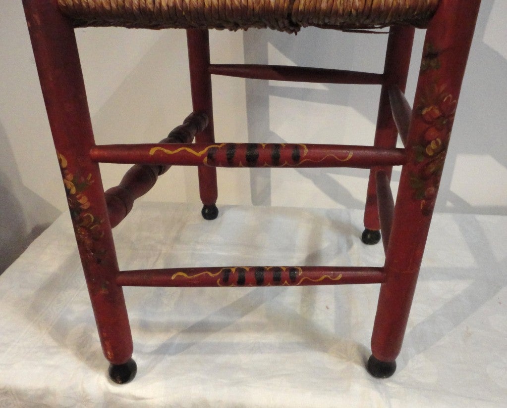 Early 19thc Paint Decorated Ladderback Chair From New England 4