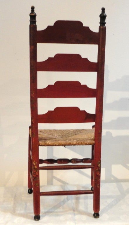 Early 19thc Paint Decorated Ladderback Chair From New England 5