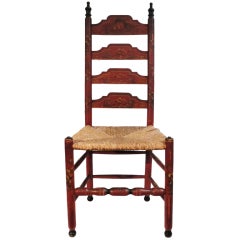 Early 19thc Paint Decorated Ladderback Chair From New England