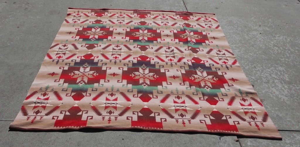 Mid-20th Century Early Beacon Indian Design Cotton  Blanket