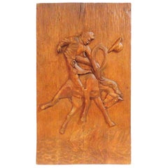 WPA Artist Wood Carving of The Bucking Bronco & Cowboy