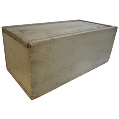 19th Century Original Grey Painted Large Candle Box from New England