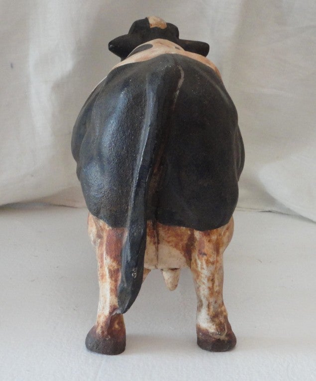 American Early 20thc Original Painted Full Body Cow Doorstop