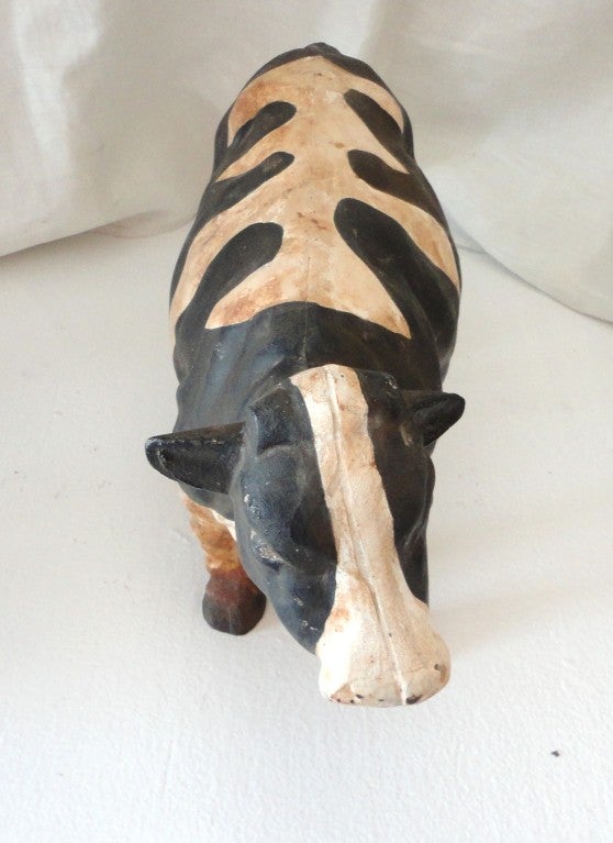 Early 20thc Original Painted Full Body Cow Doorstop 2