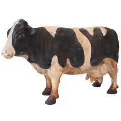 Early 20thc Original Painted Full Body Cow Doorstop