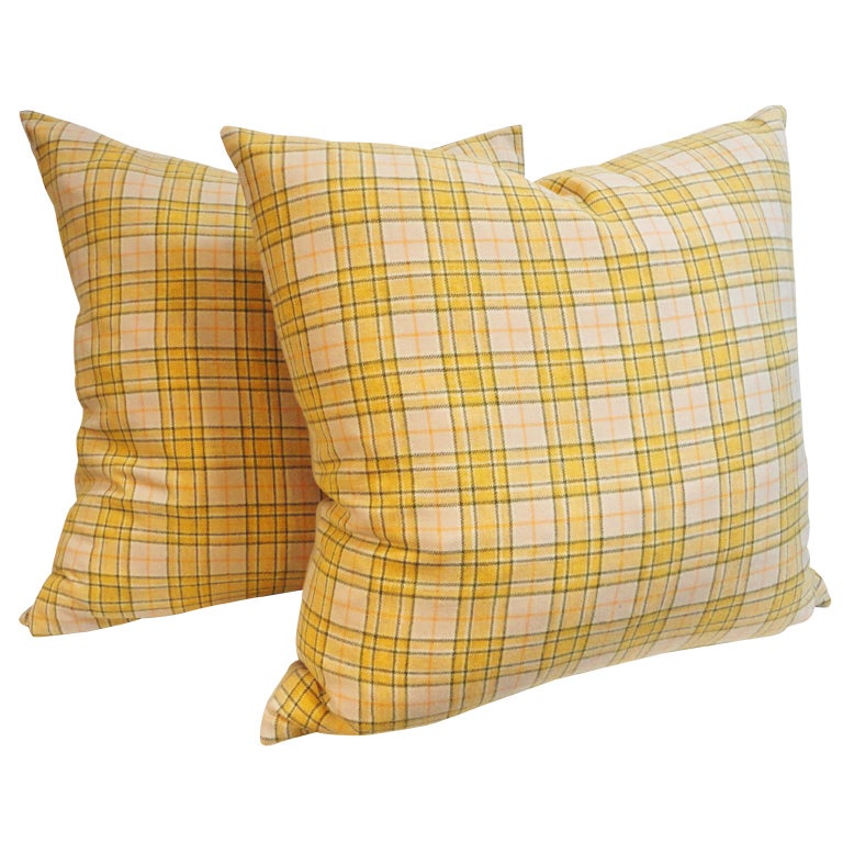 Pendleton Yellow Plaid Blanket Pillows Pair For Sale At 1stdibs