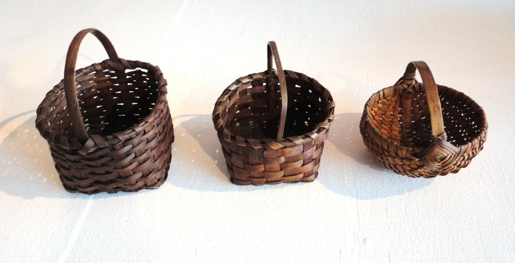 Collection of Nine 19thc American Miniature Baskets From New Eng 5
