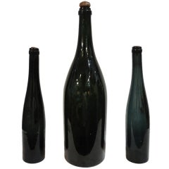 Group of Three Early 19th Century Wine Bottles with Original Corks 1