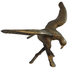 Large Early 20th Century Brass Eagle on Branch Standing Sculpture 2