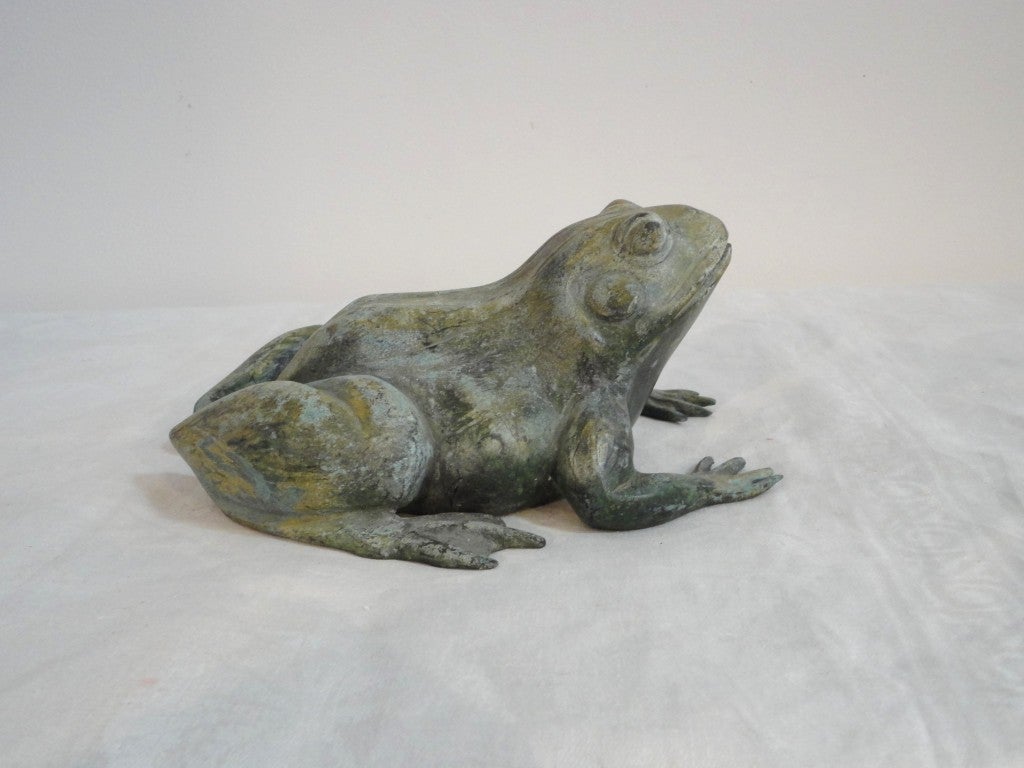 American Early 20thc Bronze Patined Frog Garden Sprinkler