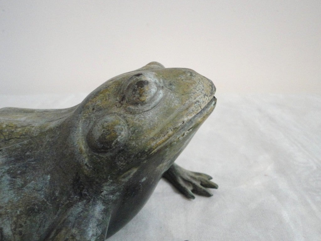 20th Century Early 20thc Bronze Patined Frog Garden Sprinkler