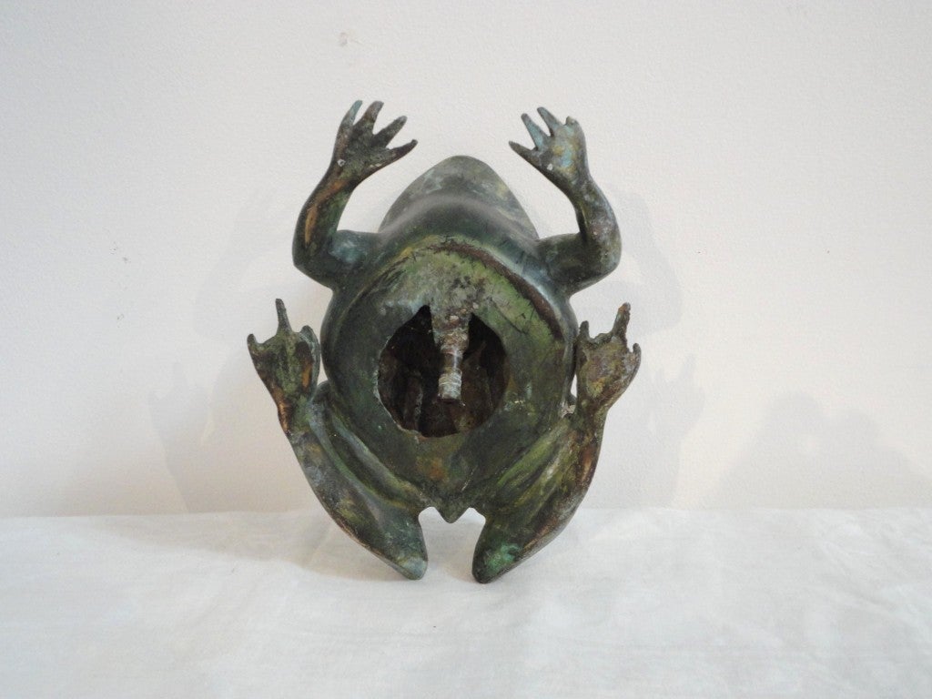 Early 20thc Bronze Patined Frog Garden Sprinkler 1