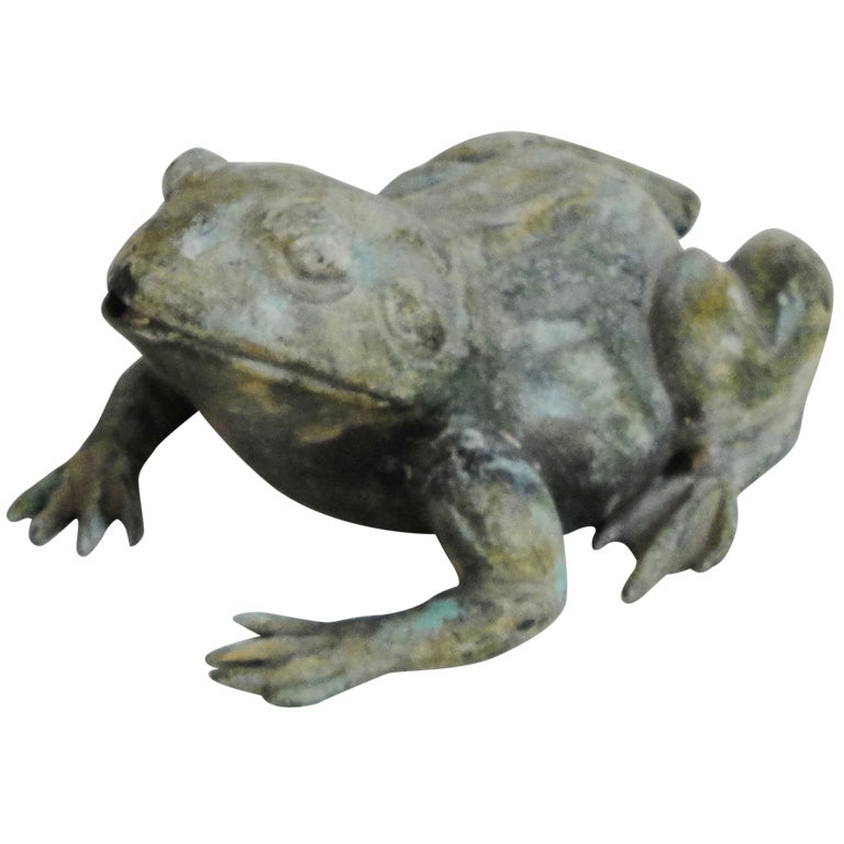Early 20thc Bronze Patined Frog Garden Sprinkler