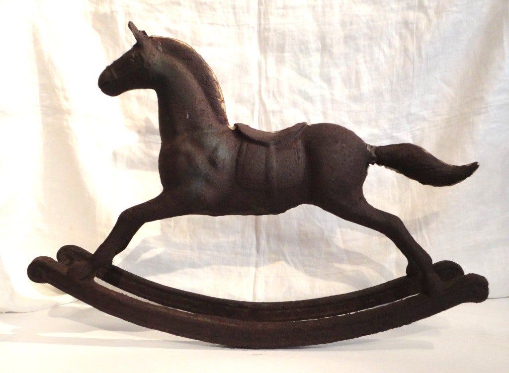 Monumental 19th Century Cast Iron Carousel Child's Rocking Horse 1