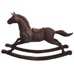 Vintage Monumental 19th Century Cast Iron Carousel Child's Rocking Horse